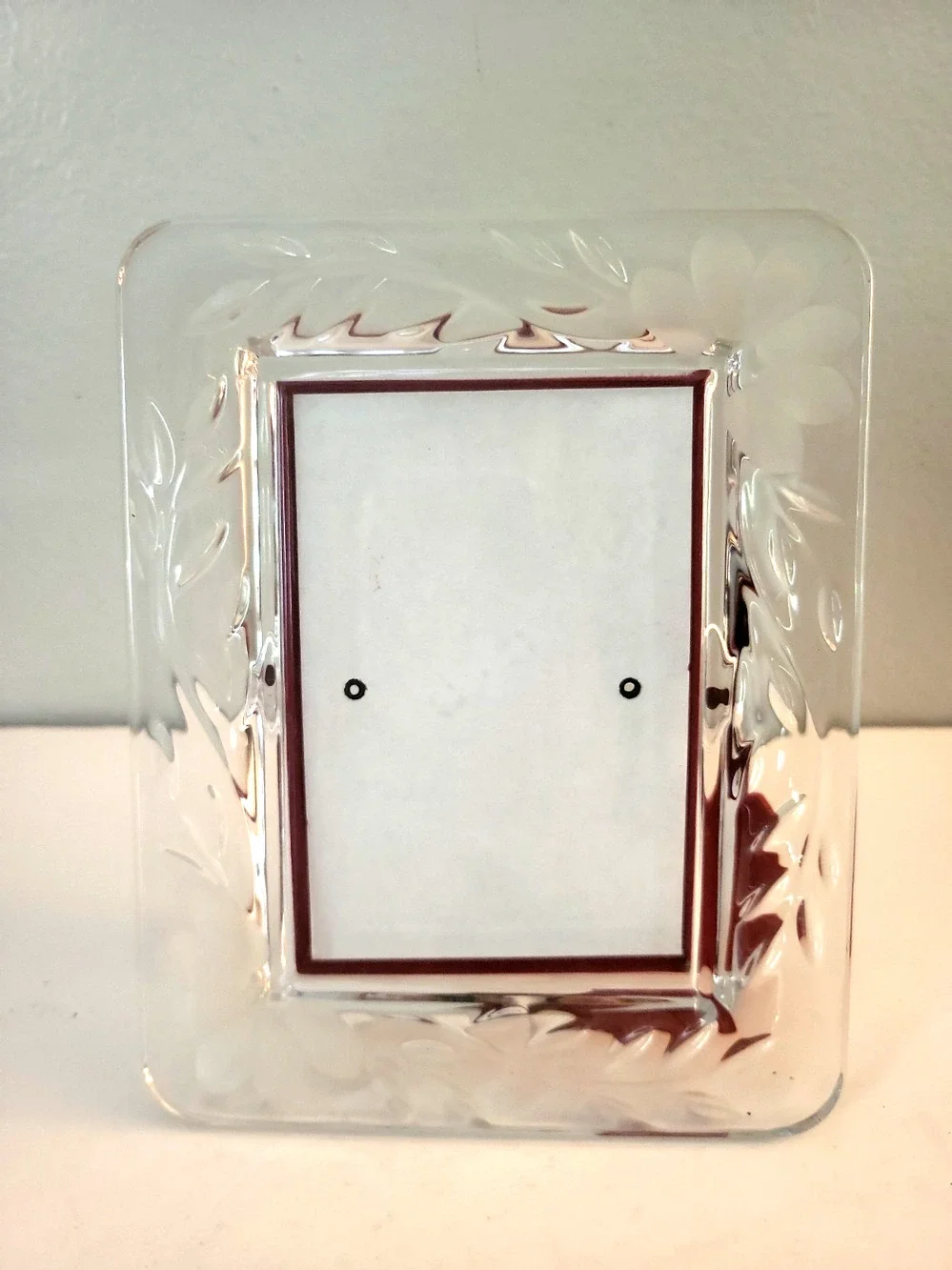 Vintage Crystal Frame Etched Floral Princess House Heritage Romance 6 X 7.5
